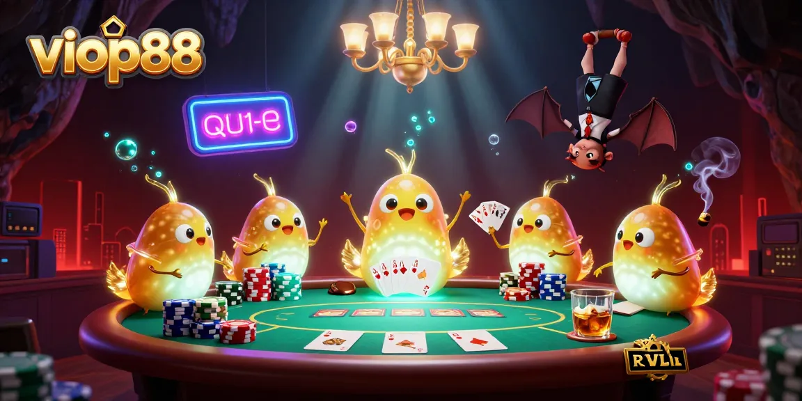 Illuminate your winning chance at viop88 with this vibrant cave casino scene featuring unique glowworm characters.