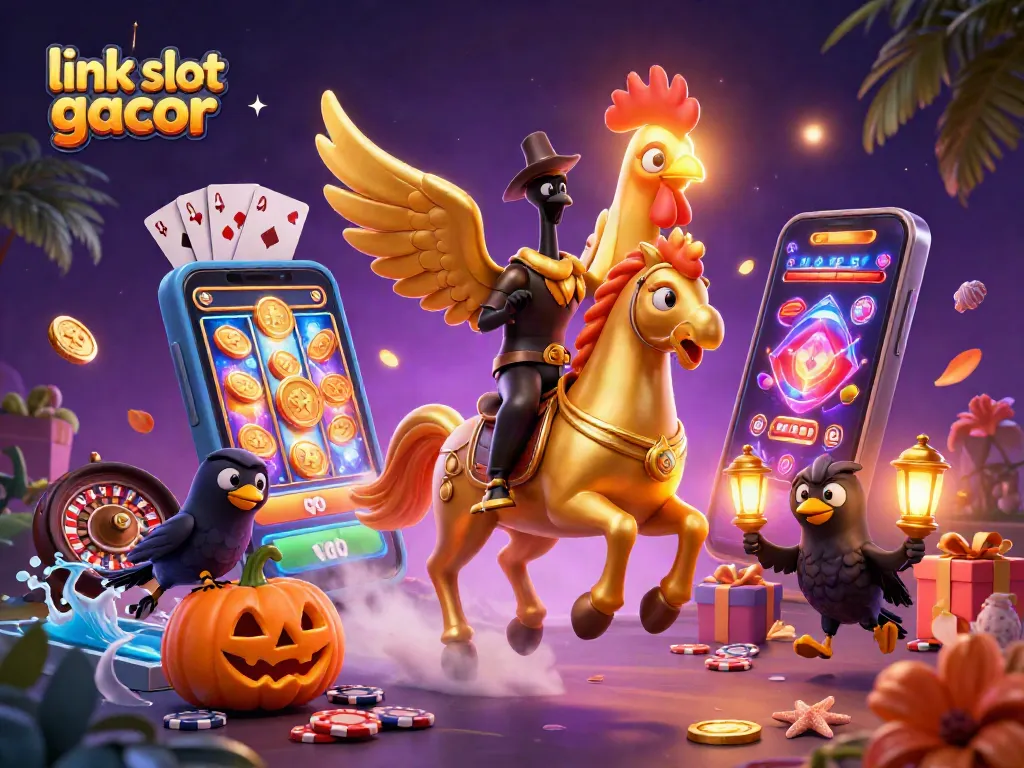 Permainan di link slot gacor dengan simbol beruntung di kasino malam yang megah.