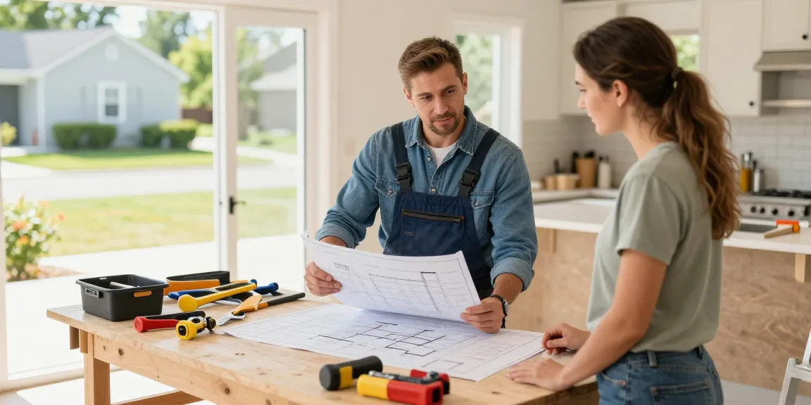 Kuwin - Trusted local services with professional contractor reviewing renovation plans in the community.