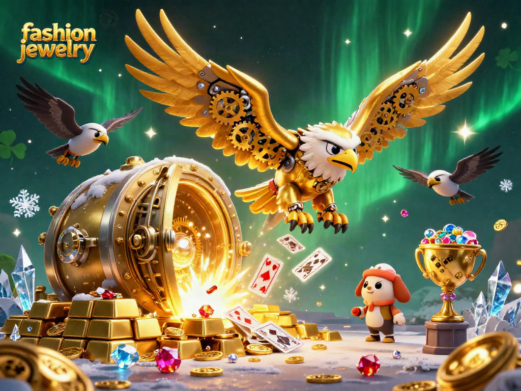 Immerse in fashion jewelry treasures amid vivid card games, gold coins, and dazzling gems.