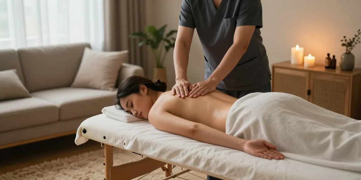 Enjoying a serene 구리출장안마 service at home with a professional massage therapist.