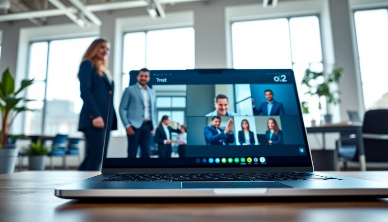 View of professionals collaborating through the o2 portal on a modern laptop screen.