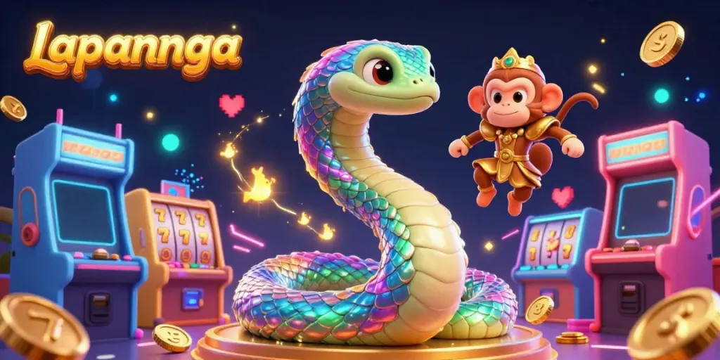 Spin the reels with Lapannaga's colorful 3D casino scene brimming with excitement!