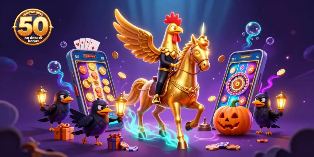 Experience the excitement of the uptown aces 50 no deposit bonus with vibrant 3D casino characters and game elements.