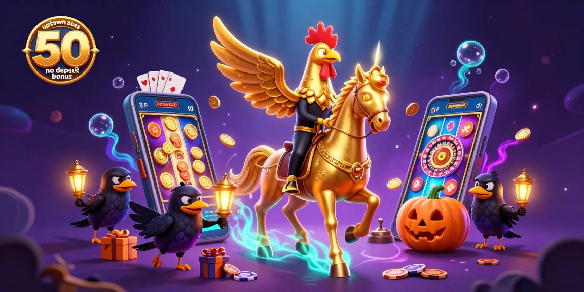 Experience the excitement of the uptown aces 50 no deposit bonus with vibrant 3D casino characters and game elements.