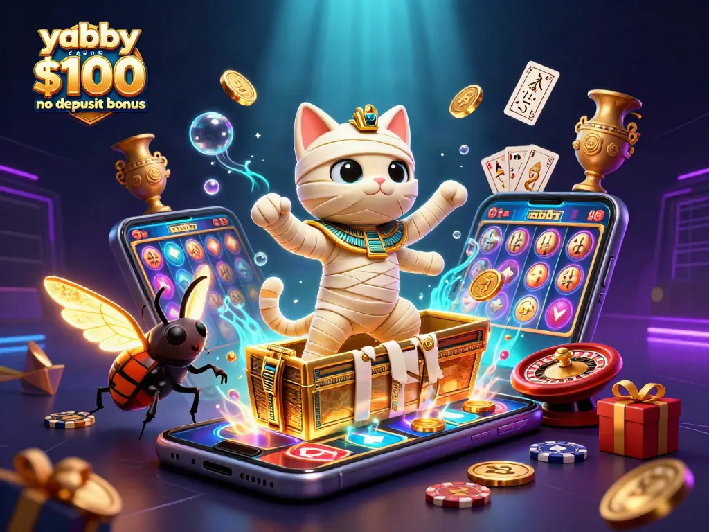 Experience the thrill with yabby casino $100 no deposit bonus as the Egyptian mummy cat bursts from its sarcophagus in an exciting gaming scene.