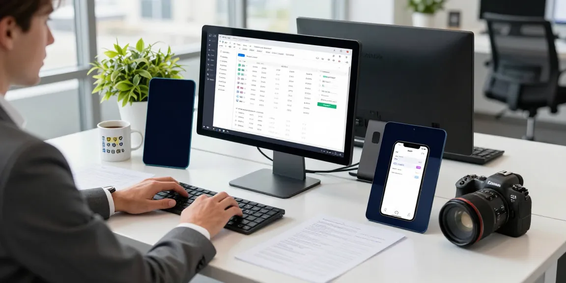 Tax preparer utilizing low-cost professional tax software in a modern office.